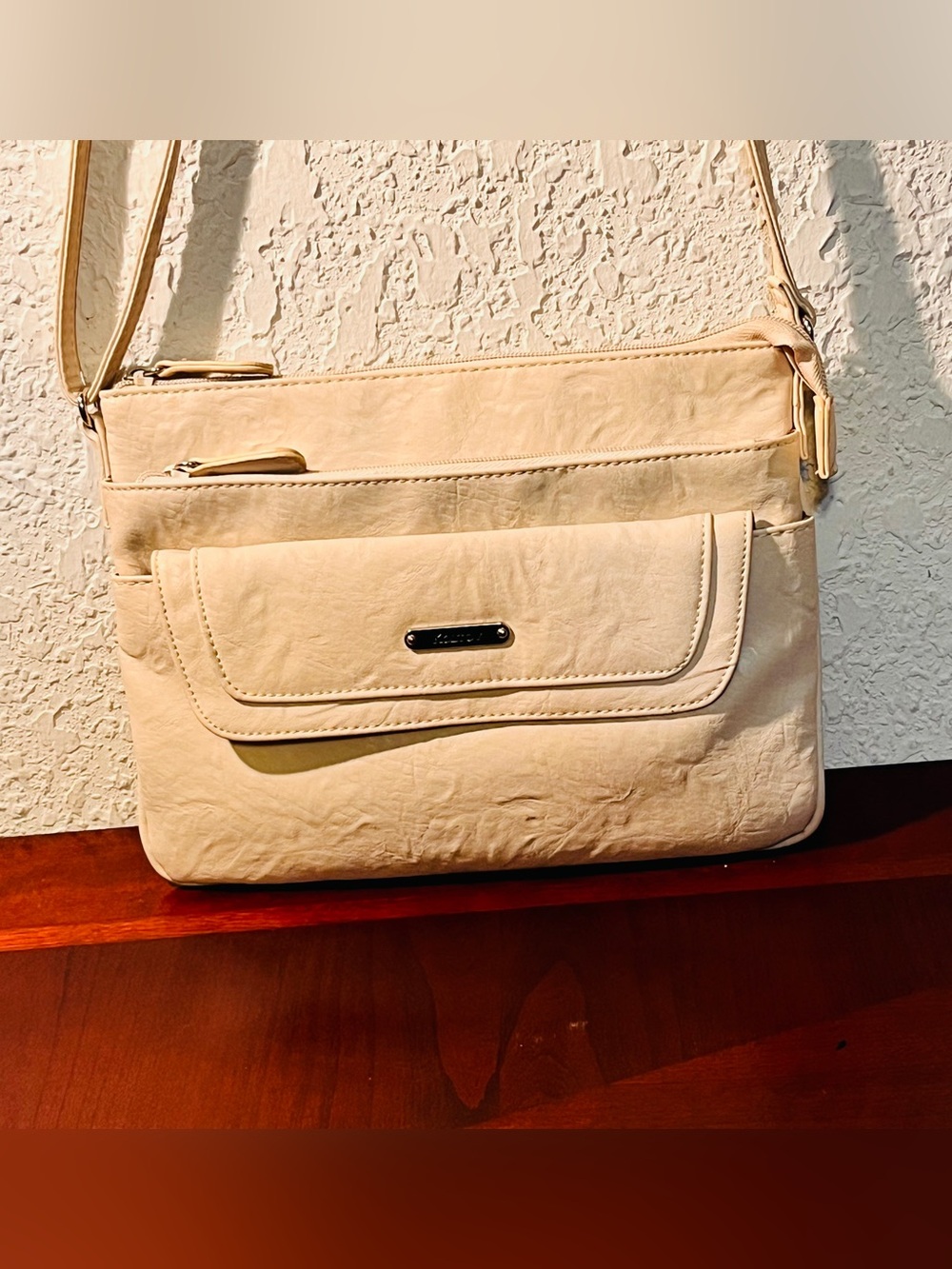 Classic Cream Crossbody Bag - Lightweight Everyday Shoulder Bag